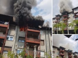 POŽAR U NOVOM PAZARU! Gori stan u “Simpo” zgradi (foto-video)