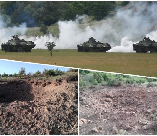 Das Projektil der serbischen Armee traf fast das Dorf auf Peshter