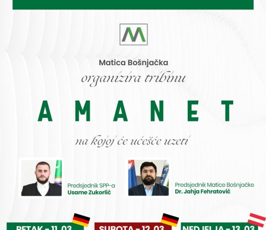 Tribina “AMANET” u dijaspori – Zukorlić i Fehratović izlagači