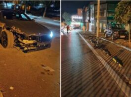 Tragedija izbegnuta za dlaku: Vozač BMW-a bježao od policije, pa razvalio zaštitnu ogradu na trotoaru