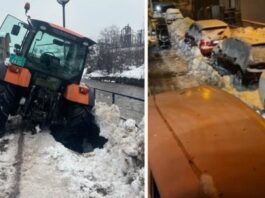 Rožaje pod snijegom: Traktor zamalo završio u rijeci zbog rupa na putu
