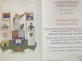 Opština Prijepolje uputila zahvalnicu ministru Zukorliću za doprinos razvoju zajednice