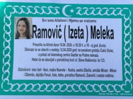 U nedjelju dženaza Meleki Ramović: Posljednji ispraćaj sa Gazilara prema Čašić Dolcu
